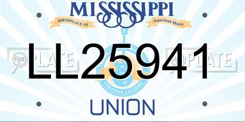 LL25941 Mississippi License Plate