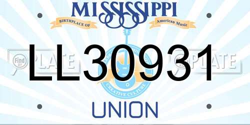 LL30931 Mississippi License Plate