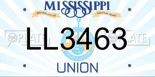 LL3463 Mississippi License Plate