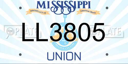LL3805 Mississippi License Plate
