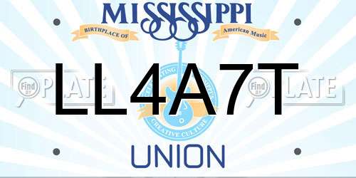 LL4A7T Mississippi License Plate