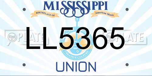 LL5365 Mississippi License Plate