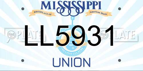 LL5931 Mississippi License Plate