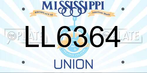 LL6364 Mississippi License Plate