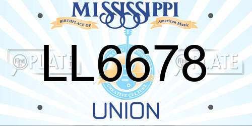 LL6678 Mississippi License Plate