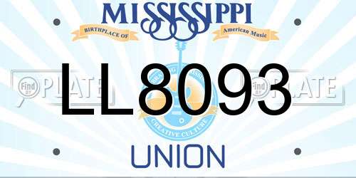 LL8093 Mississippi License Plate