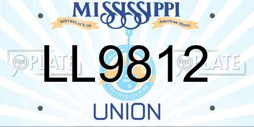 LL9812 Mississippi License Plate