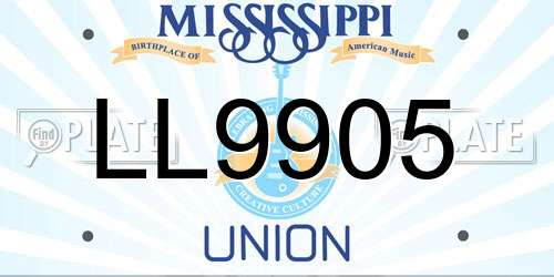 LL9905 Mississippi License Plate
