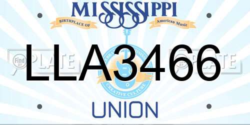 LLA3466 Mississippi License Plate