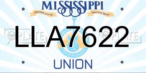 LLA7622 Mississippi License Plate