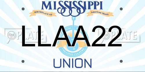 LLAA22 Mississippi License Plate