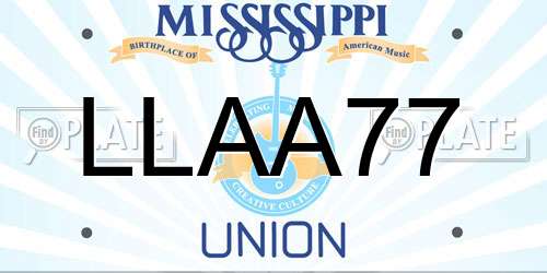 LLAA77 Mississippi License Plate