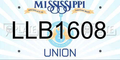 LLB1608 Mississippi License Plate