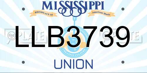 LLB3739 Mississippi License Plate