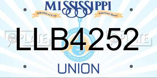 LLB4252 Mississippi License Plate