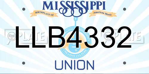 LLB4332 Mississippi License Plate