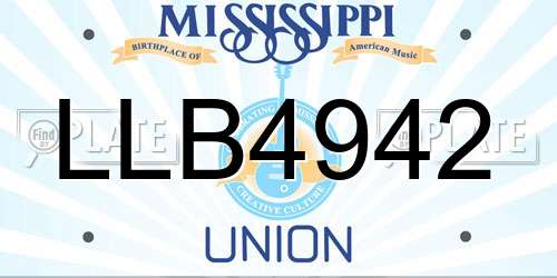 LLB4942 Mississippi License Plate