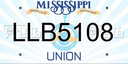 LLB5108 Mississippi License Plate