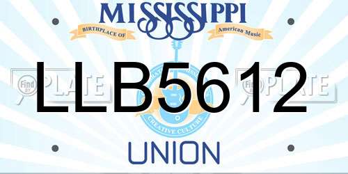LLB5612 Mississippi License Plate