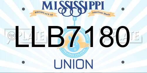 LLB7180 Mississippi License Plate