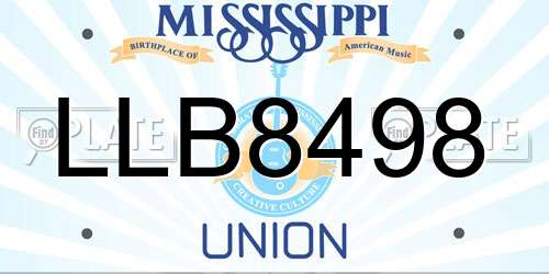 LLB8498 Mississippi License Plate