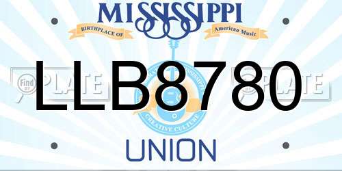 LLB8780 Mississippi License Plate