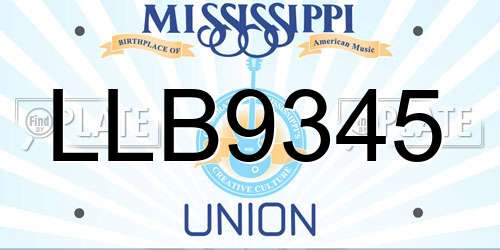 LLB9345 Mississippi License Plate