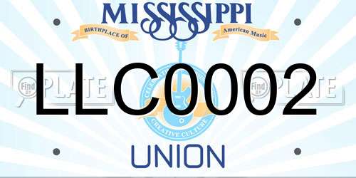 LLC0002 Mississippi License Plate