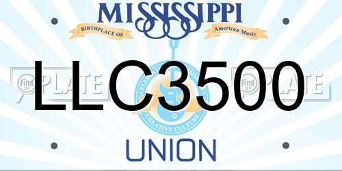 LLC3500 Mississippi License Plate