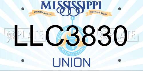 LLC3830 Mississippi License Plate