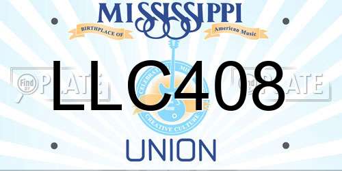 LLC408 Mississippi License Plate
