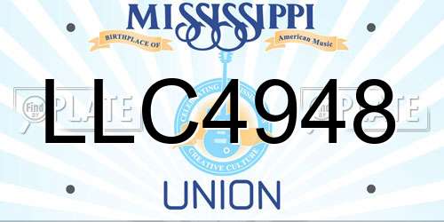LLC4948 Mississippi License Plate