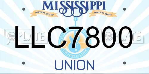 LLC7800 Mississippi License Plate