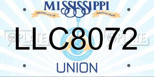 LLC8072 Mississippi License Plate
