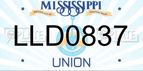 LLD0837 Mississippi License Plate