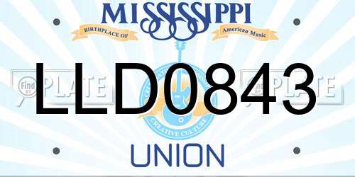 LLD0843 Mississippi License Plate