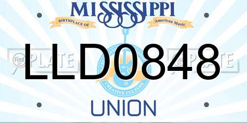 LLD0848 Mississippi License Plate