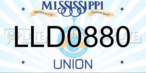 LLD0880 Mississippi License Plate