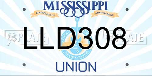LLD308 Mississippi License Plate