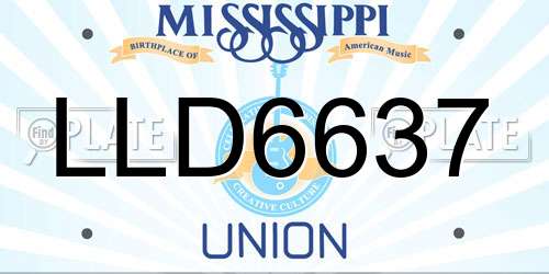 LLD6637 Mississippi License Plate
