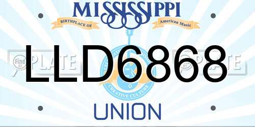 LLD6868 Mississippi License Plate