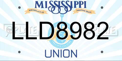 LLD8982 Mississippi License Plate