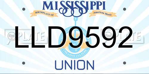 LLD9592 Mississippi License Plate