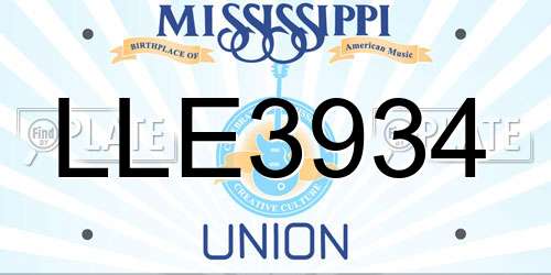 LLE3934 Mississippi License Plate