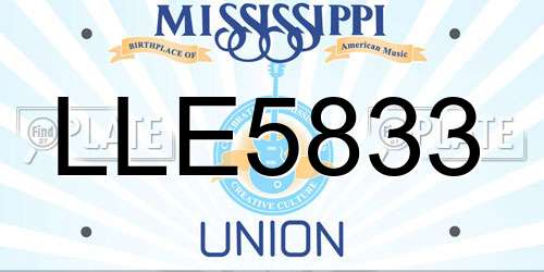 LLE5833 Mississippi License Plate