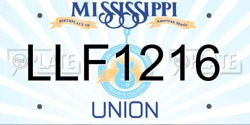 LLF1216 Mississippi License Plate