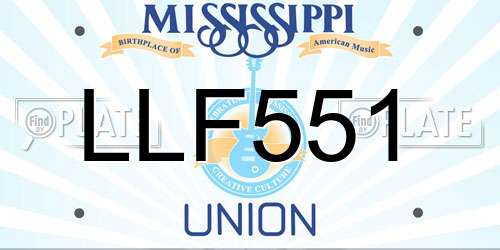 LLF551 Mississippi License Plate