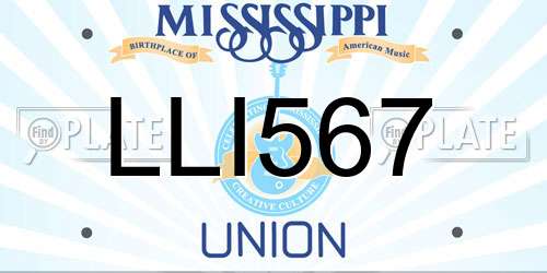 LLI567 Mississippi License Plate