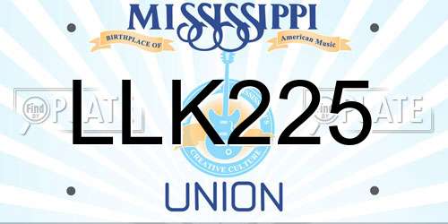 LLK225 Mississippi License Plate