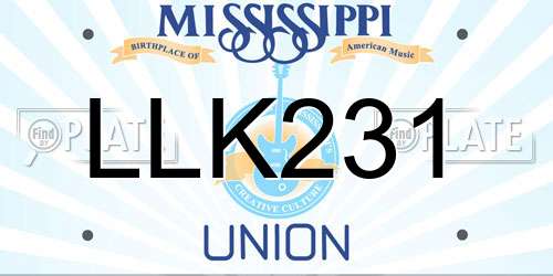 LLK231 Mississippi License Plate